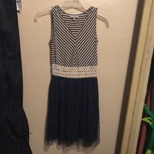 Navy Striped bodice dress